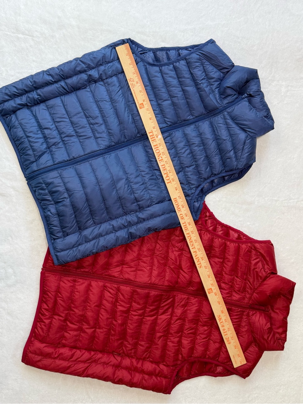 2 Vests-Uniqlo Medium Packable Quilted Vests -Blue and Red Zippered Lightweight